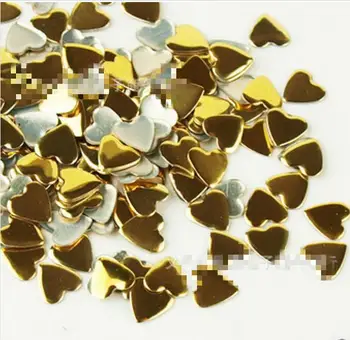 100pc / pack Love Hearts nail art jewelry gold and silver color optional 6 / 4mm