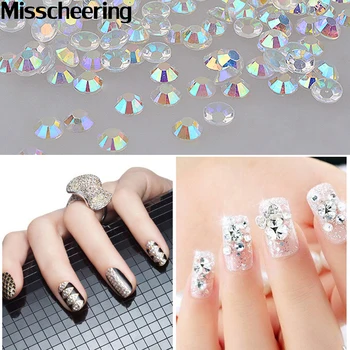 New 1000pcs/bag Glitters White AB 3d Nail Art Rhinestones Shiny Manicure Decor Crystal Studs Beauty Stickers on Nails DIY Tools