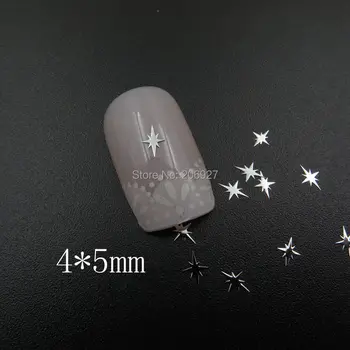 MS366-1 100pcs Silver Cute 4*5mm Shinny Metal Sticker Nail Art Metal Sticker Nail Art Decoration Non-adhesive Sticker