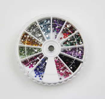 1059 glitter 3d nail art decorations 12 colors 2mm round diamond drill rhinestones for nails