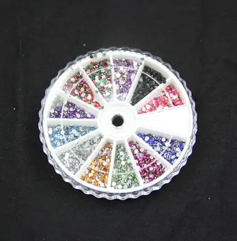 1059 glitter 3d nail art decorations 12 colors 2mm round diamond drill rhinestones for nails