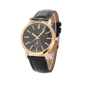 Luxury Unisex Leather Band Analog Quartz WristWatch Watches Women casual sports quartz wrist watch black white