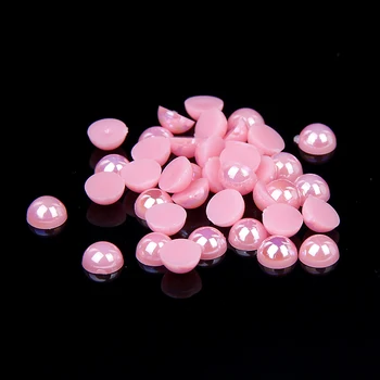 Half Round Pearls Beads Many Sizes Pink AB Color Glitter Non Hotfix For Beauty 3D Nails Art Clothes Design DIY Decorations