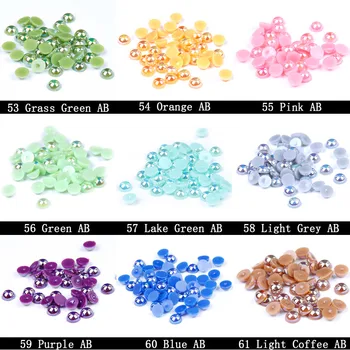 Half Round Pearls Beads Many Sizes Pink AB Color Glitter Non Hotfix For Beauty 3D Nails Art Clothes Design DIY Decorations