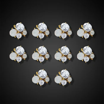 Charming 10pc Glitter Rhinestones For Nails Gold Alloy Geometric 3d Nail Jewelry Nail Art Decorations Tools