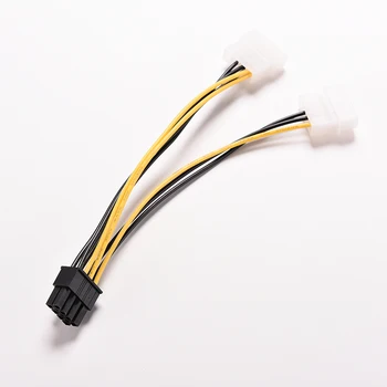 10pcs 8 Pin PCI Express Male To Dual LP4 4Pin Molex IDE PCI-E graphic Video Card Power Cable Adapter 15cm
