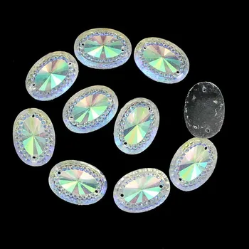 Resin Cabochon Beads Jewelry Findings 13x18mm 100pcs Oval For DIY Decoration Round Flatback Sew on Rhinestone Beads 7 Color