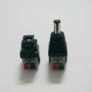 50pcs 5.5*2.1mm Male Female DC Connector to Power Adapter For 5050 3528 Single Color Led strip Pressed Connected No Screws DC12V