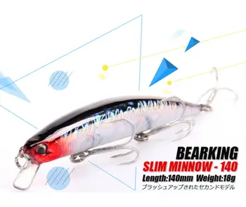 Retial quality bait A+ fishing lures,140mm/18g Bearking 8pcs different colors,crank minnow popper hard bait 2017 hot model