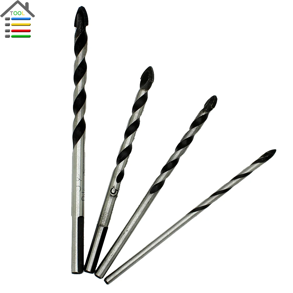 New 4pc Triangle Spiral Tile Drill Bits Concrete Wall Ceramics Marble Hole Saw 3 4 5 6mm