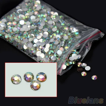 Sale 1000Pcs 4mm Flatback Crystal AB 14 Facets Resin Round Rhinestone Beads 0EPC 7GW3