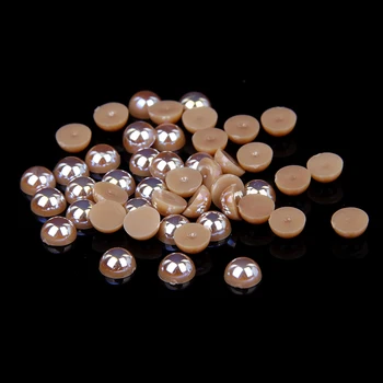 New Arrive Glitter Half Round Pearls Bead Light Coffee AB Color Beauty For 3D Nails Art Backpack Clothes DIY Design Decorations