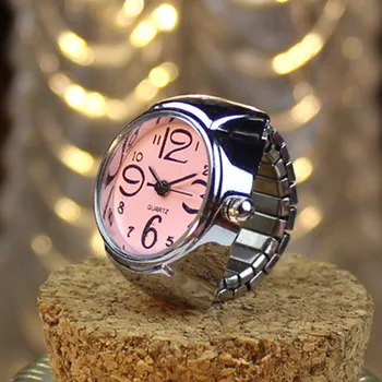 Creative Luxury Watches women men Fashion Quartz wristwatch Finger Ring Watch Elastic Bracelet Silver Stainless Steel Casual
