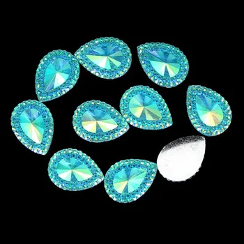 13x18mm 100pcs/lot Resin Rhinestones Tear drop Cabochons Flatback Resin Stone Beads For Jewelry Decoration 7 Color For Choose