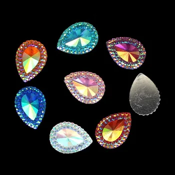 13x18mm 100pcs/lot Resin Rhinestones Tear drop Cabochons Flatback Resin Stone Beads For Jewelry Decoration 7 Color For Choose