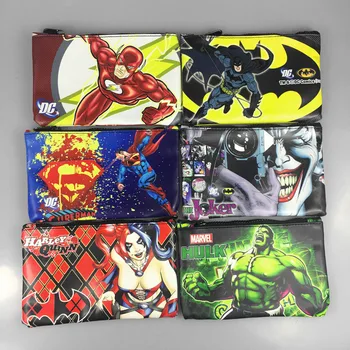 Marvel Captain Americe/Superman/Iron man/Spider man/Hulk Pen Pencil Wallets Large Capacity Bag Purse Bags Zipper monederos