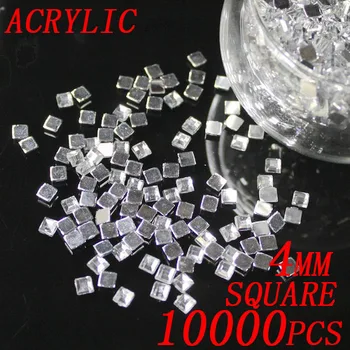 10000pcs/lot 4mm Crystal Color Square Shape Acrylic Rhinestones Flatback For 3D Nails Stickers Art Backpack Design Decorations
