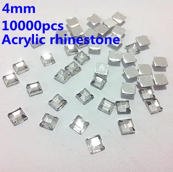 10000pcs/lot 4mm Crystal Color Square Shape Acrylic Rhinestones Flatback For 3D Nails Stickers Art Backpack Design Decorations