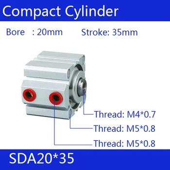 SDA20*35 20mm Bore 35mm Stroke Compact Air Cylinders SDA20X35 Dual Action Air Pneumatic Cylinder