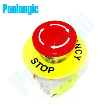 Emergency Stop Switch Push Button Switch Mushroom Pushbutton Switches NO/NC Auto Lock with 60mm OD 22mm ID Emergency Stop Ring