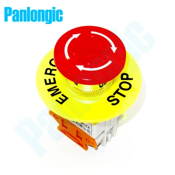 Emergency Stop Switch Push Button Switch Mushroom Pushbutton Switches NO/NC Auto Lock with 60mm OD 22mm ID Emergency Stop Ring