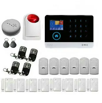 LCD Wireless Wifi GSM Autodial Call RFID SMS Text Home House Office Security Burglar Intruder Alarm With Strobe Flash Siren