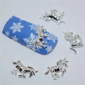 10psc New Silver Unicorn 3D Nail Art Decorations,Alloy Nail Charms,Nails Rhinestones Nail Supplies #506