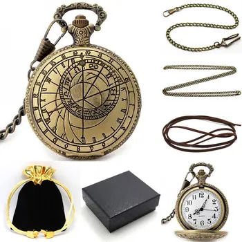 Retro Vintage Steampunk Watch Pocket Watch for Man Woman Necklace Chain and Box