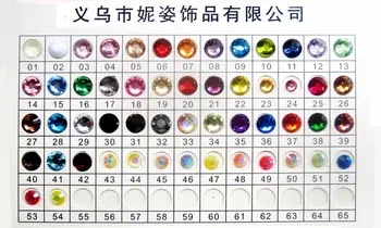 Resin Rhinestones Color Card One Piece Flatback Round Beauty Beads Stick Drill 3D Nail Art Clothes DIY Design Decorations