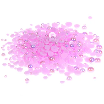 1.5-10mm Light Purple AB Resin Half Round Craft ABS Imitation Pearls Scrapbook Beads For 3D Nails Art Backpack Design Decoration