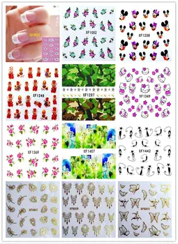 Black 3D flower design Water Transfer Nails Art Sticker decals lady women manicure tools Nail Wraps Decals XF156