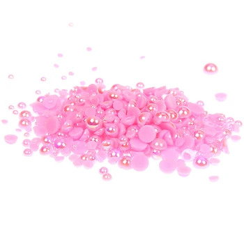1.5-10mm Light Rose AB Resin Half Round Craft ABS Imitation Pearls Scrapbook Beads For 3D Nails Art Backpack Design Decorations