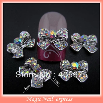 10pcs glitter rhinestone bow tie nail art alloy 3d bows nail art decoration jewelry charms nail accessories supplies MNS43