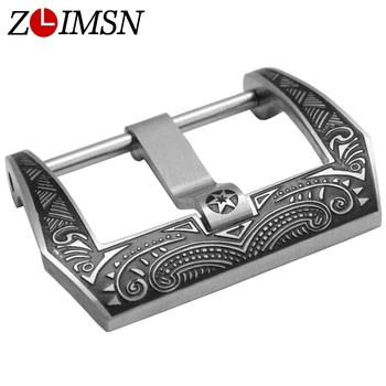 ZLIMSN Engraved Buckle Stainless Steel Watch Buckles Black Watches Carved Clasp 22mm 24mm Gesp Fivela Relojes Hombre 2017