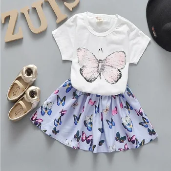 2017 Girls Summer Suit Korean Tide Thin Section Cotton Skirt 3-4 years Old Infant Baby Girl Two-Piece Girs Clothing