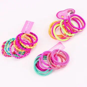10PCS/Lot WholeSale Girls Hair Band Colorful Cute Elastic Rubber Bands Kids Hair Ropes Ponytail Holder Tie Gums Hair Accessories
