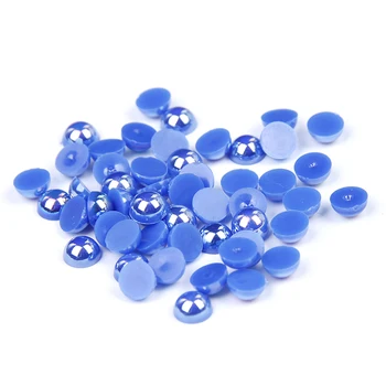 2016 Nail Art Decorations Non Hotfix Glitter Half Round Pearls Bead Blue AB Color Beauty 3D Nails Backpack Clothes DIY Design