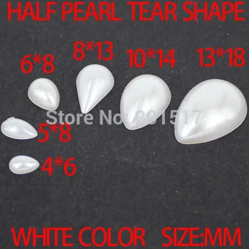 White color imitation pearls tear shape half pearl flatback pearls pearl beads for nail art diy scrap booking