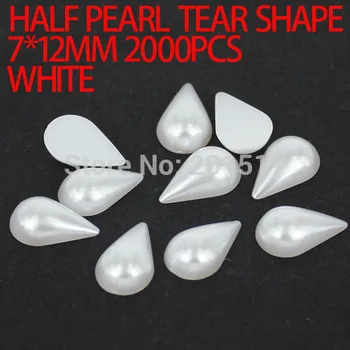 White color imitation pearls tear shape half pearl flatback pearls pearl beads for nail art diy scrap booking