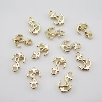 MNS121 100PCS gold metal nail art studs New anchor 3d nail jewelry floating locket charms DIY nail art decoration DIY