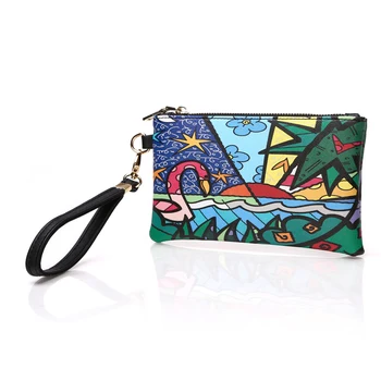 Purchase BRITTO PU Clutch Wallet For Passport & Key Fashion Graffiti Style Multifunctional Small Zipper Open Purse