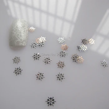 MS173-1 100pcs Silver Cute Snowflake Metal Sticker Nail Art Metal Sticker Nail Art Decoration Non-adhesive Sticker