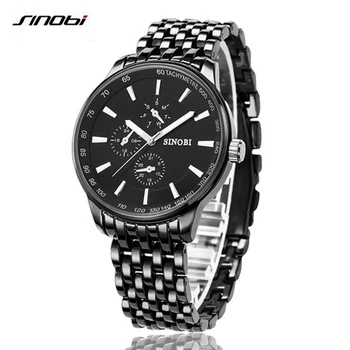 SINOBI watch men's quartz watch luxury brand men's steel casual watch waterproof clock men's watch Relogio Masculino