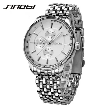 SINOBI watch men's quartz watch luxury brand men's steel casual watch waterproof clock men's watch Relogio Masculino
