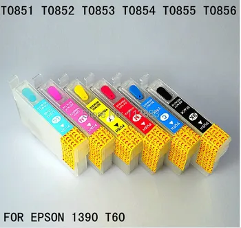 6 color 85N T0851N -T0856N Refillable ink cartridge for EPSON 1390 T60 A3 printer Auto reset chip