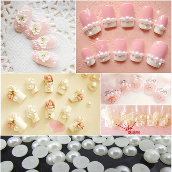 2mm 50pcs flat abs semicircle pearl imitation pearl diy mobile Nail Stickers beauty paste drill nail material nail accessories