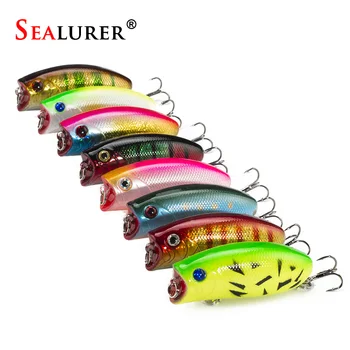 SEALURER 8pcs/lot Fishing Poppers 11g/5.5cm Fishing Lure Top Water Pesca Fish Bait Wobbler Isca Artificial Hard Bait Fly Fishing