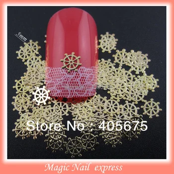 1000pcs/pack Gold nil art rudder shape metallic nail decoration DIY slices beauty nail tips decal spangles