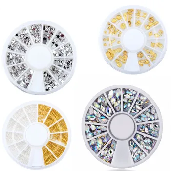 ZPH001-30 30Designs 3D Glitter Nail Art AB Rhinestone,Nail Art Beads Pearl Metal Nail Studs Wheel, Manicure Beauty Nail Supplies