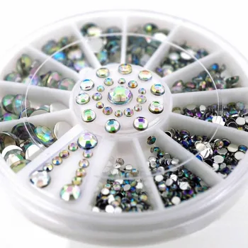 ZPH001-30 30Designs 3D Glitter Nail Art AB Rhinestone,Nail Art Beads Pearl Metal Nail Studs Wheel, Manicure Beauty Nail Supplies